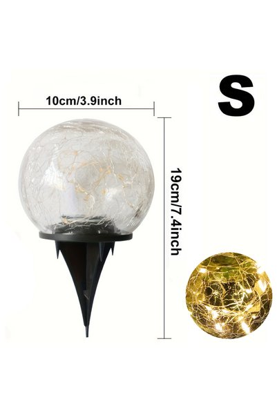 Choice3 S Warm White Solar Cracked Glass Ball Lights Outdoor, IP65 Waterproof...