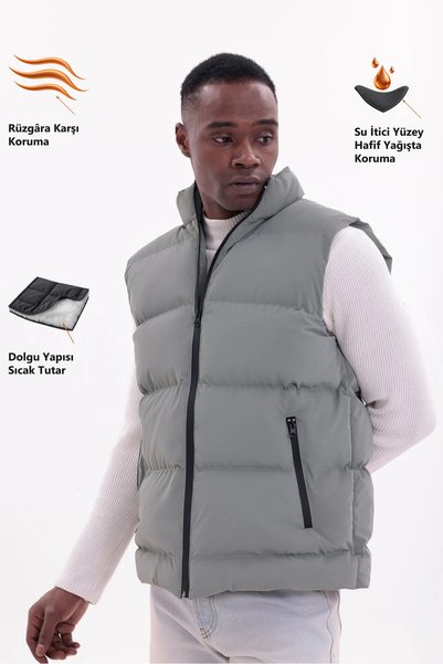 Freemen Men's Nova Fabric Puffer Vest with Lightweight Filling, Zippered Pock...