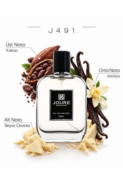 JOURE PERFUME Joure J491 Kakao Vanilya Beyaz Çikolata Kokulu 50 ml Kalıcı Edp...