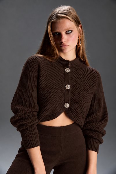MARLİNG Women's Crop Pants and Top Knitwear Set