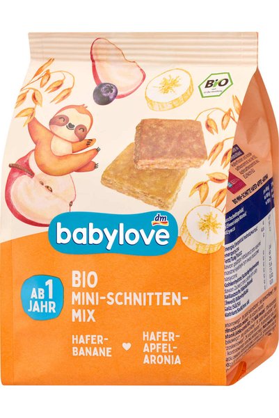 Babylove Mini felii bio cu ovăz-banane & ovăz-măr-aronia, 120 g