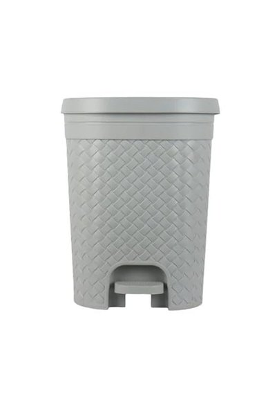 Generic سلة مهملات بلاستيكية عصرية بدواسة وتصميم منسوج من الخيزران (سعة 15 لت...