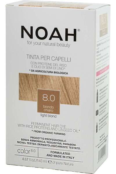 Noah Vopsea de păr permanentă 8.0 blond deschis, 140 ml