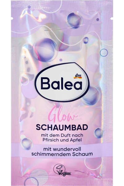 BALEA Spumă de baie Glow cu parfum de piersică și măr, 40 ml