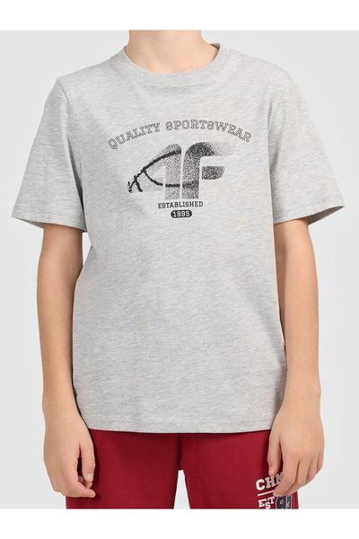 4F Tricou pentru băieți M3512 - Bluză cu mânecă scurtă și guler rotund - Îmbrăcăminte casual de zi cu zi - Purtare casual de zi cu zi