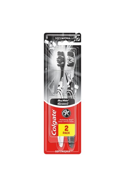 Colgate Perie de dinti Max White Charcoal Medium, 2 buc