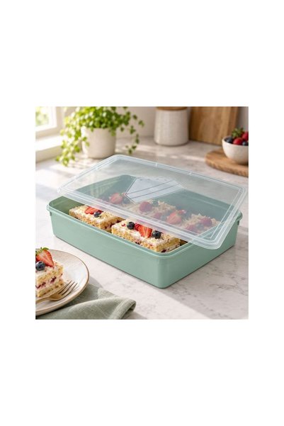 Jumbo Recipient Alimente Dreptunghiular Verde Menta cu Capac Transparent 4,2L