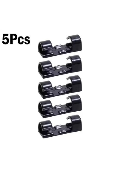 Choice 5X-Black Cable Clips Organizer Drop Wire Holder Cord Management Self-A...