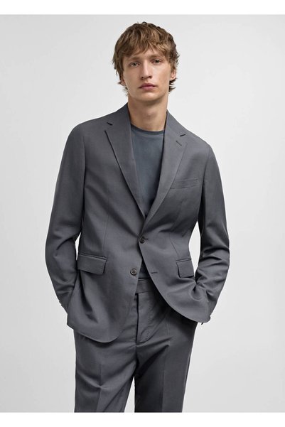 MANGO Man Slim fit keten karışımlı blazer ceket