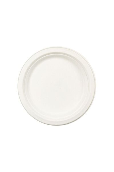 Jumbo Set Farfurii Albe din Trestie de Zahar 23cm - 10buc