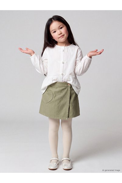 LC Waikiki Özmarka New Season Green-Embroidered Girls' Skort
