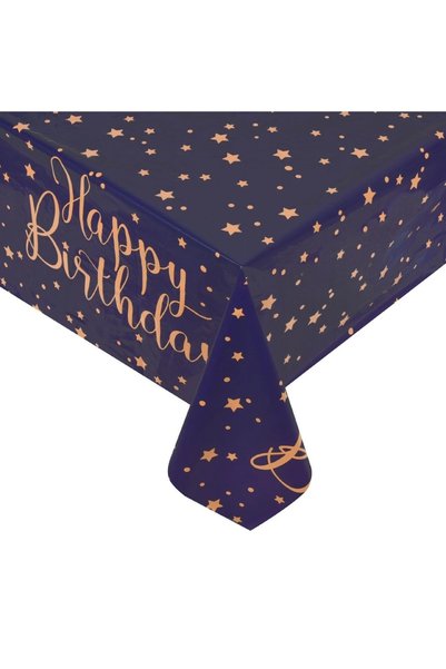 Baloane Vesele Față de Masă Petrecere Happy Birthday cu Stele, Albastru și Au...