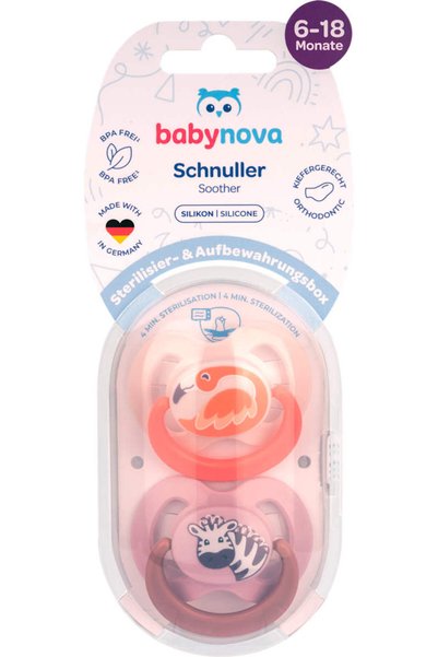 Baby Nova Suzete ortodentice, decorate ,multicolore,inel,talia 2+, 2 buc