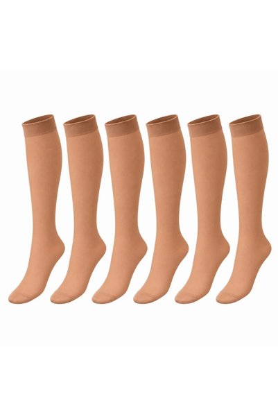 Generic Brand Wak Women's 6-Pack of Thin, Shiny Knee-High Socks | Black, Nude...