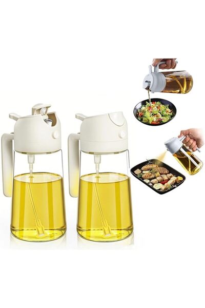 HOOKOR قطعتان من بخاخ وموزع زيت الزيتون الزجاجي، زجاجة موزع زيت 2 في 1 سعة 50...