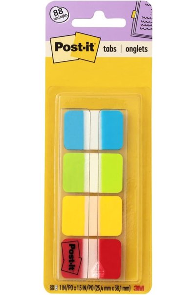 Generic Tabs, 1 in Solid, Aqua, Lime, Yellow, Red, 22/Color, 88/Dispenser (68...