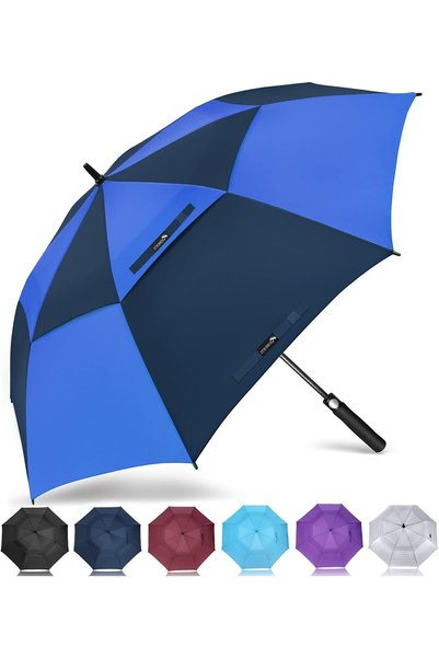Generic Large Golf Umbrella for Rain 62 Inch, Windproof Auto Open Double Cano...