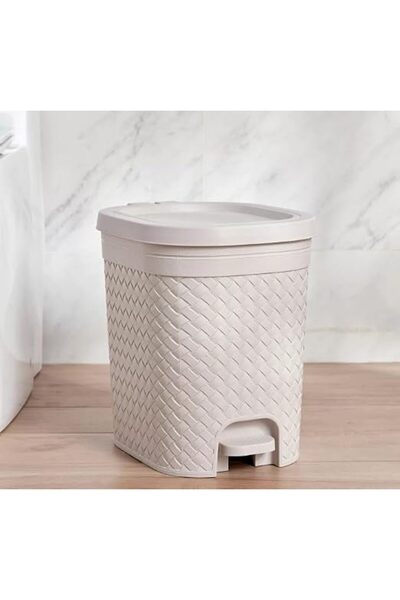 Generic Modern Plastic Trash Bin with Pedal and Aesthetic Woven Rattan Design...