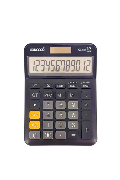 Concord CC-118 Desktop Electronic Calculator, 12 Digits with Big LCD, Dual Po...