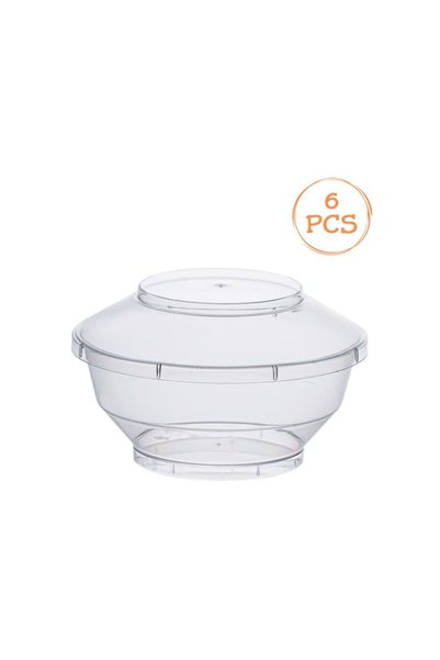 Jumbo Boluri din Plastic Rotunde Transparente Reutilizabile cu Capac 200ml - ...