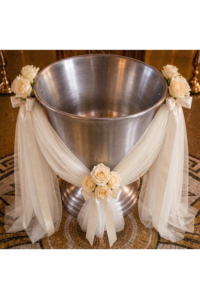LoreBebe Decor pentru cristelnita de botez LORE BEBE, tulle ivoire, aranjamen...