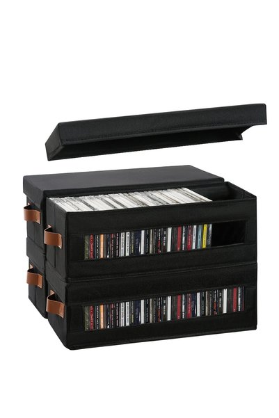 KASTWAVE CD Storage Box with Visible Window, 4 Packs Dustproof DVD Case Holde...