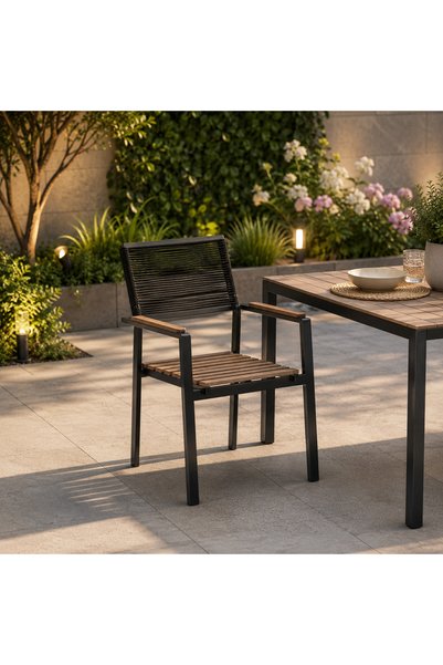NO BRAND Metal Single Chair with Wood Accents Brown and Black |   Movenhome