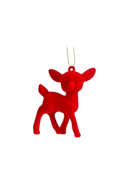 Jumbo Ornament Brad de Craciun Cerb Rosu Catifelat 8.5cm