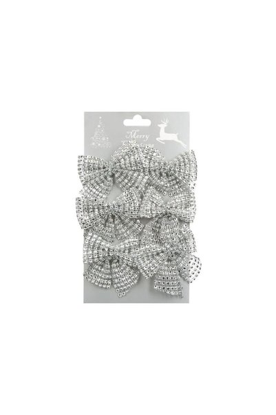 Jumbo Fundite Decorative de Craciun Strass Argintiu 8cm - 6buc