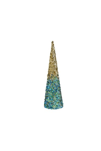 Jumbo Con Decorativ de Craciun cu Paiete Ombre Verzi Bej Sampanie Ø15x50cm