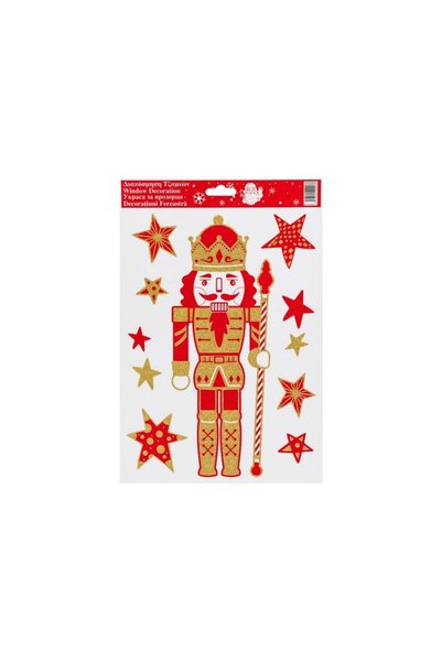 Jumbo Autocolante Decorative de Craciun Spargatorul de Nuci Stele Rosii Glitt...