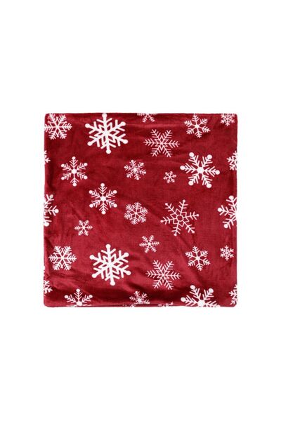 Jumbo Fata de Perna Decorativa Catifelata Bordo cu Fulgi Albi 45x45cm