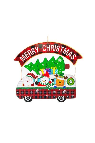 Jumbo Decoratiune Suspendabila de Craciun Autobuz cu Figurine & Glitter 34x35cm