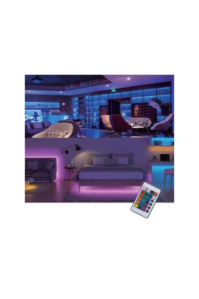 Jumbo Banda Autocolanta LED cu Lumina Colorata Telecomanda & Baterii 3m