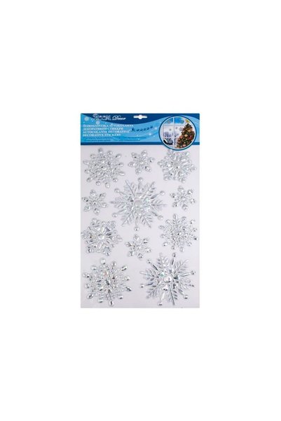 Jumbo Autocolante Decorative de Craciun Fulgi Argintii Holografici Reliefati ...
