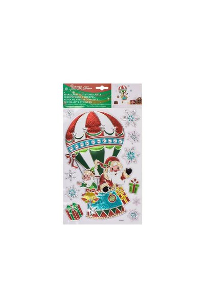 Jumbo Autocolante Decorative de Craciun Mos Craciun cu Balon de Aer & Cadouri...