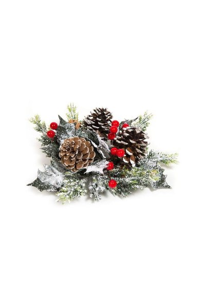 Jumbo Inel Decorativ de Craciun pentru Lumanari cu Pomusoare Rosii Conuri 18cm