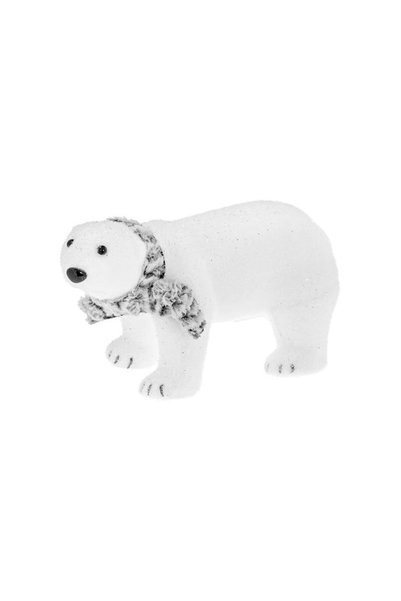 Jumbo Figurina Decorativa de Craciun Urs Polar din Spuma cu Fular Gri 29cm