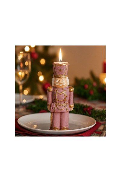 Jumbo Lumanare de Craciun Roz in Forma de Soldat de Lemn 3D Ø6x16cm