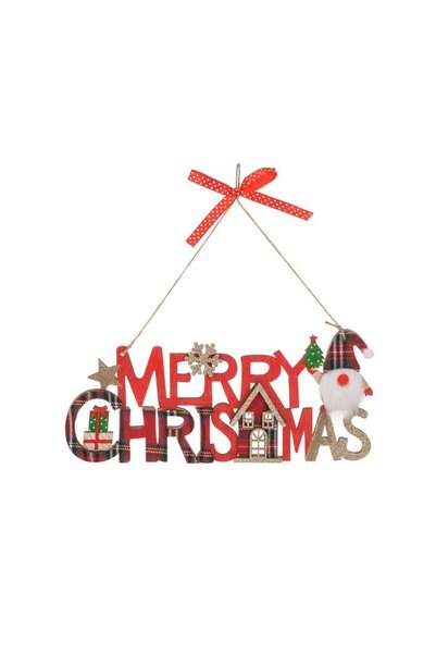 Jumbo Tablita Decorativa de Craciun "Merry Christmas" Rosie in Carouri & Gnom...