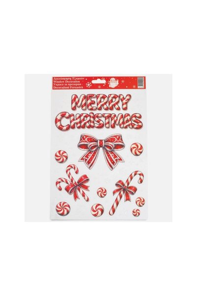 Jumbo Autocolante de Craciun pentru Geam cu Mesaj Merry Christmas si Bomboane...