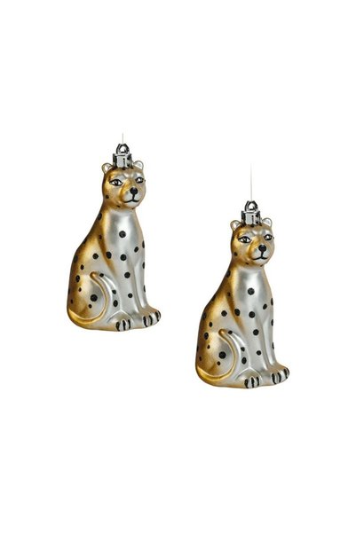 Jumbo Ornamente Brad de Craciun Leopard Auriu Argintiu 12cm - 2buc