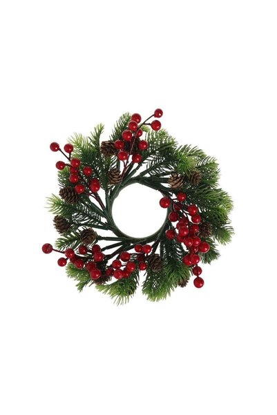 Jumbo Inel Decorativ de Craciun cu Ramuri de Brad Berries Conuri pentru Luman...