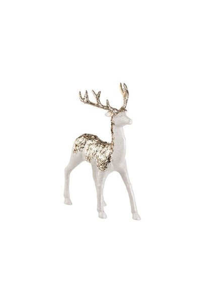 Jumbo Figurina Decorativa de Craciun Ren Perlat Bej cu Glitter 33cm