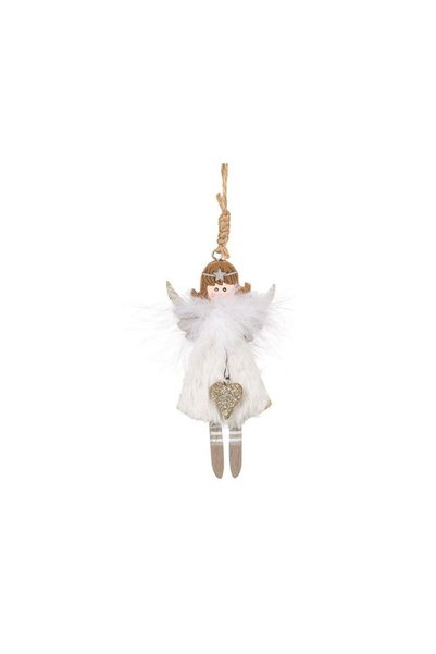 Jumbo Ornament Brad de Craciun Inger Blana Alba Pana 12cm
