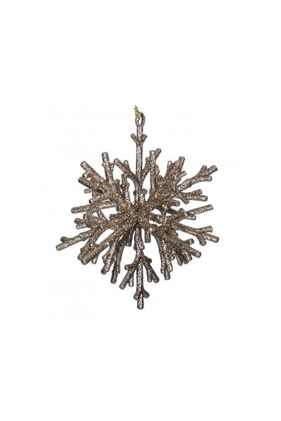 Jumbo Ornament Brad de Craciun Fulg 3D Glitter Bej 15cm
