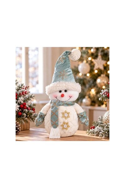 Jumbo Figurina Decorativa de Craciun Om de Zapada cu Caciula Bleu 35cm