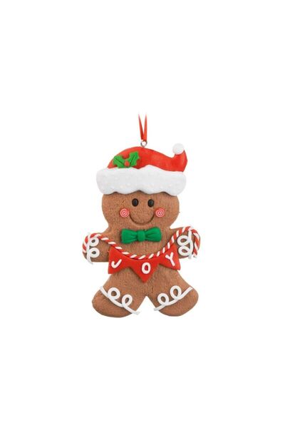 Jumbo Ornament Brad de Craciun Figurina Om de Turta Dulce cu Caciulita 7x10cm