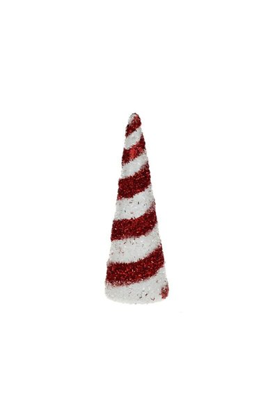 Jumbo Ornament Brad de Craciun Con din Spuma Rosu Alb Tinsel 8x25.5cm
