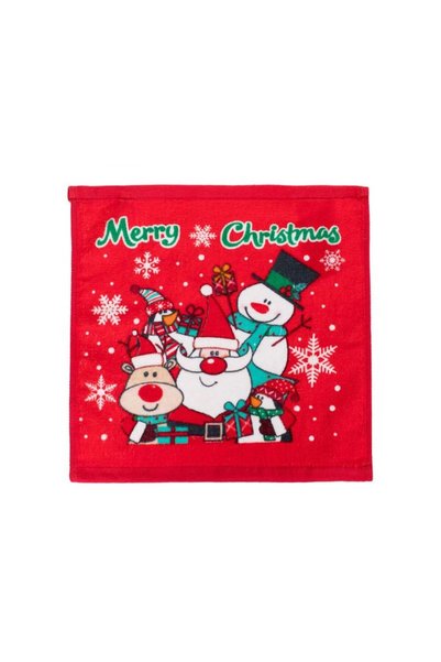 Jumbo Prosop din Bumbac de Maini Rosu cu Model de Craciun "Merry Christmas"30...